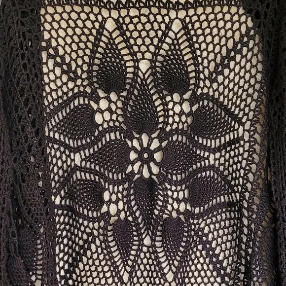 Detailed Black Crochet Women's Sweater Boston Proper - Picture 4 of 6